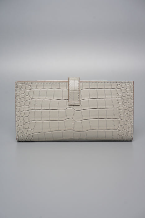 Hermes Bearn Wallet in Gris Perle Matte Alligator Ghw (Brand New)