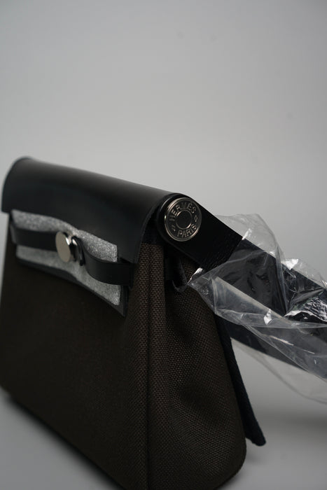 Hermes Mini Herbag in Dark Chocolate / Noir Phw (Brand New)