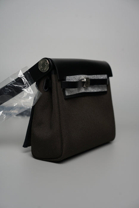 Hermes Mini Herbag in Dark Chocolate / Noir Phw (Brand New)