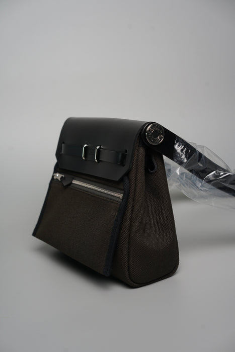 Hermes Mini Herbag in Dark Chocolate / Noir Phw (Brand New)