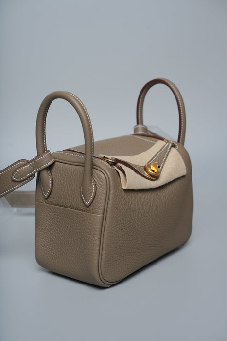 Hermes Mini Lindy II in Etoupe Ghw (Brand New)