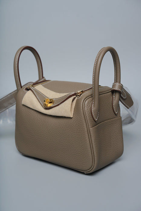 Hermes Mini Lindy II in Etoupe Ghw (Brand New)