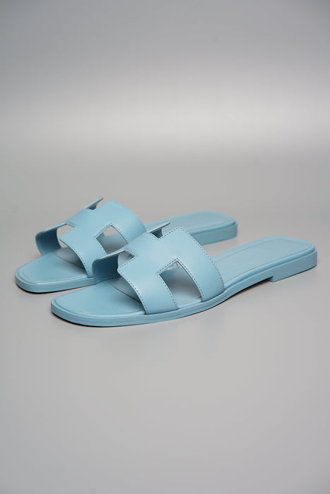 Hermes Oran Sandals in Bleu Dorset Size 37 (Brand New)