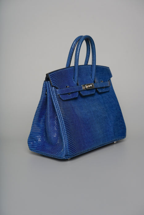 Hermes Birkin 25 in Blue Sapphire Lizard Phw