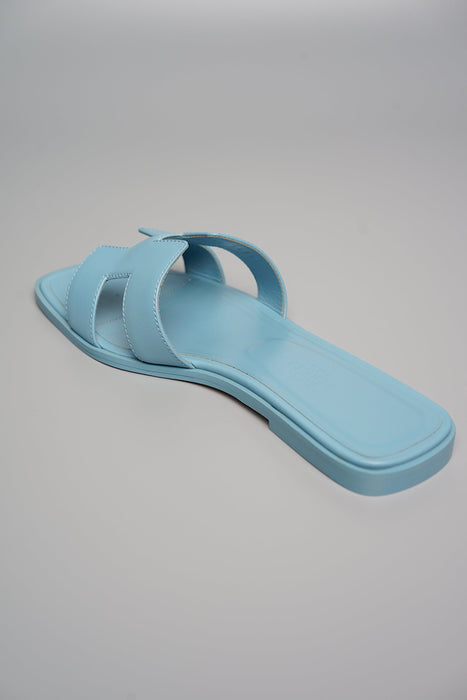 Hermes Oran Sandals in Bleu Dorset Size 37 (Brand New)