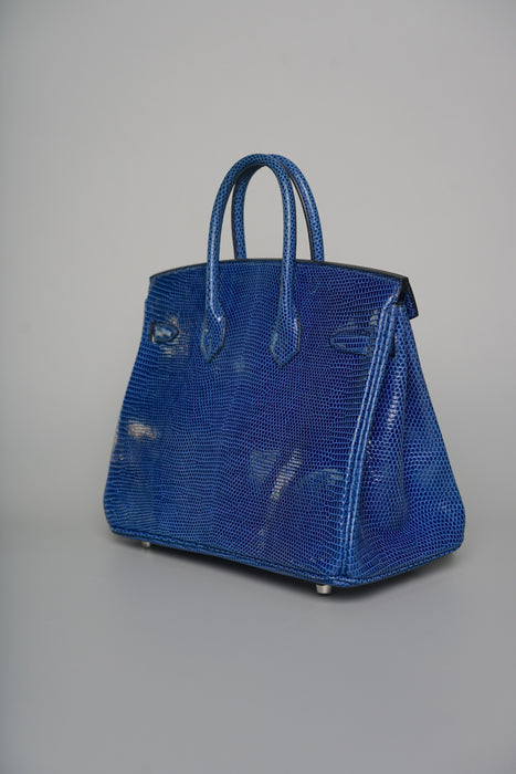 Hermes Birkin 25 in Blue Sapphire Lizard Phw