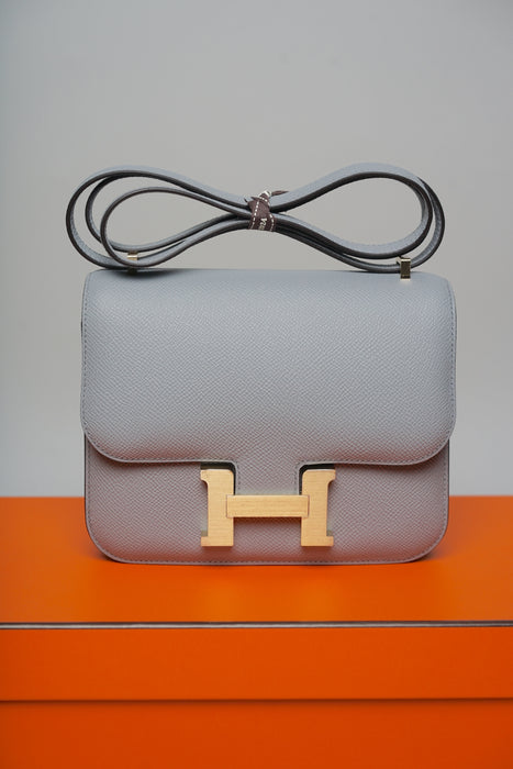 Hermes Constance 18 in Gris Pantin Epsom Brushed Gold (Brand New)