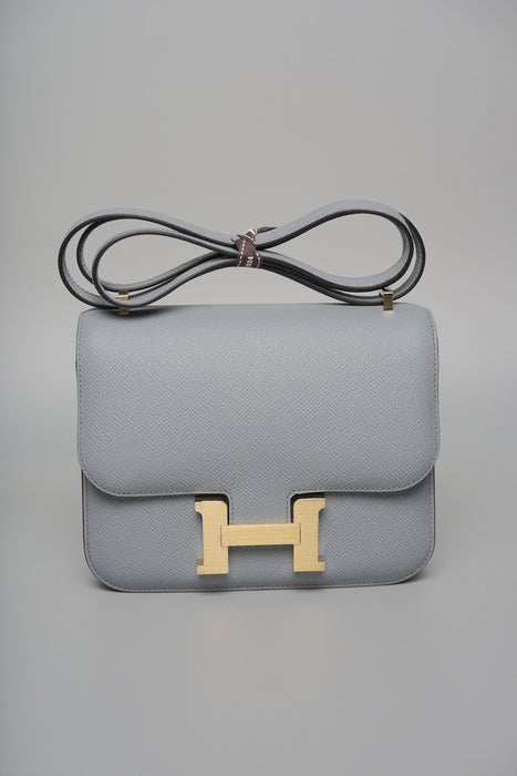 Hermes Constance 18 in Gris Pantin Epsom Brushed Gold (Brand New)