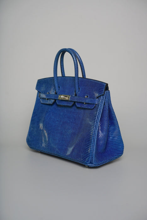 Hermes Birkin 25 in Blue Sapphire Lizard Phw