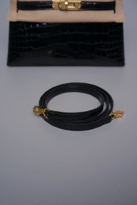 Hermes Kelly Sellier 20 in Noir Shiny Alligator Ghw
