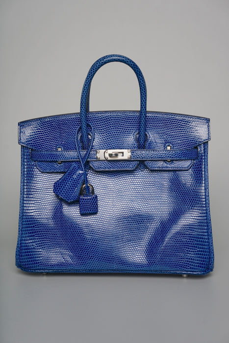 Hermes Birkin 25 in Blue Sapphire Lizard Phw