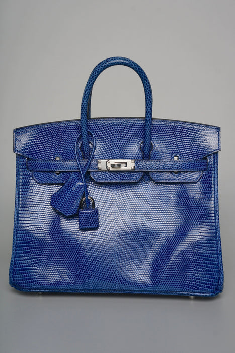 Hermes Birkin 25 in Blue Sapphire Lizard Phw