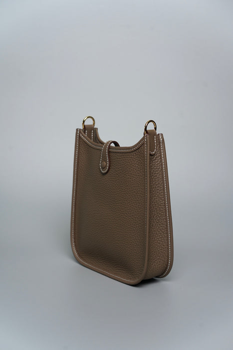 Hermes Mini Evelyne in Etoupe / Bleu Indigo Ghw (Brand New)