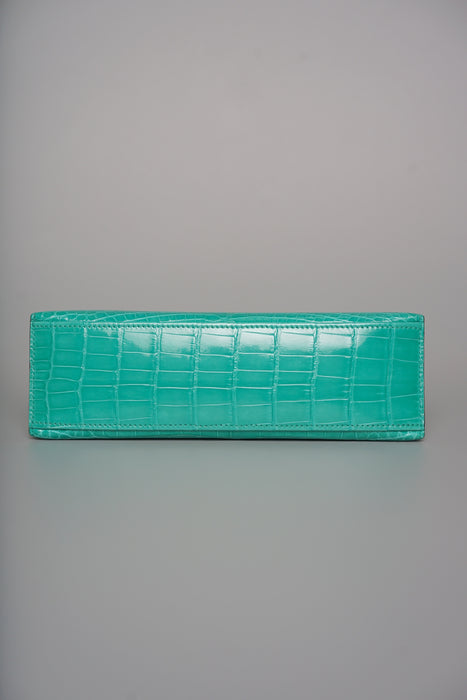 Hermes Kelly Pochette in Vert Jade Shiny Alligator Ghw