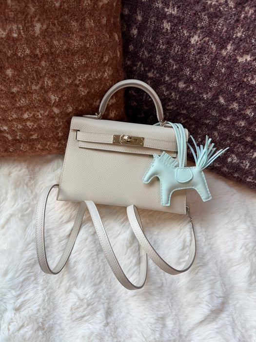 Hermes Kelly 20 in Craie Epsom Permabrass (Brand New)