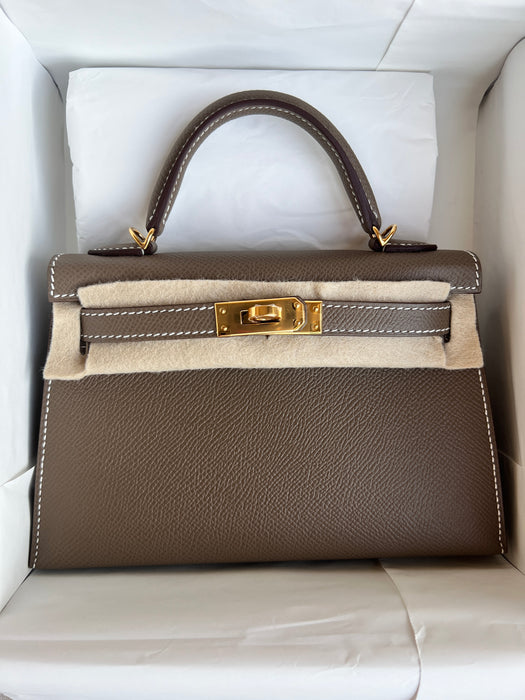 Hermes Kelly 20 in Etoupe Ghw (Brand New)