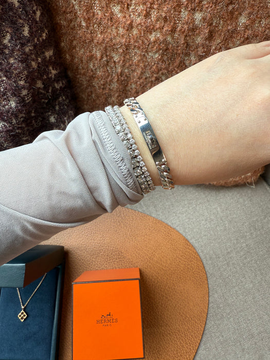 Hermes Kelly Gourmette Bracelet, Very Small Model in Silver (Brand New)