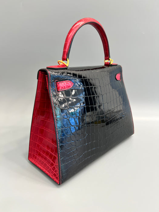 Hermes Kelly 28 HSS in Black Shiny Niloticus x Braise Bghw (Brand New)