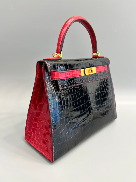 Hermes Kelly 28 HSS in Black Shiny Niloticus x Braise Bghw (Brand New)