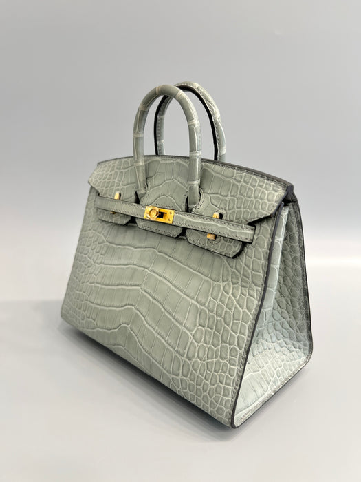 Hermes Birkin 20 in Gris Ciment Matte Alligator Ghw