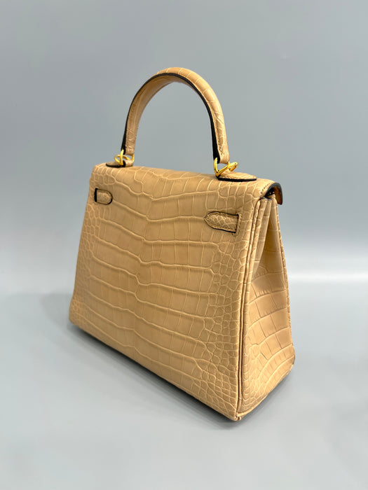 Hermes Kelly 25 in Chai Matte Alligator Ghw (Brand New)