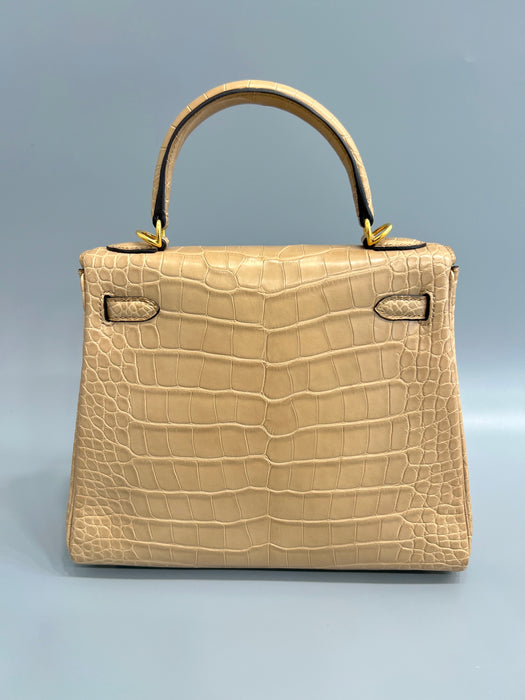 Hermes Kelly 25 in Chai Matte Alligator Ghw (Brand New)