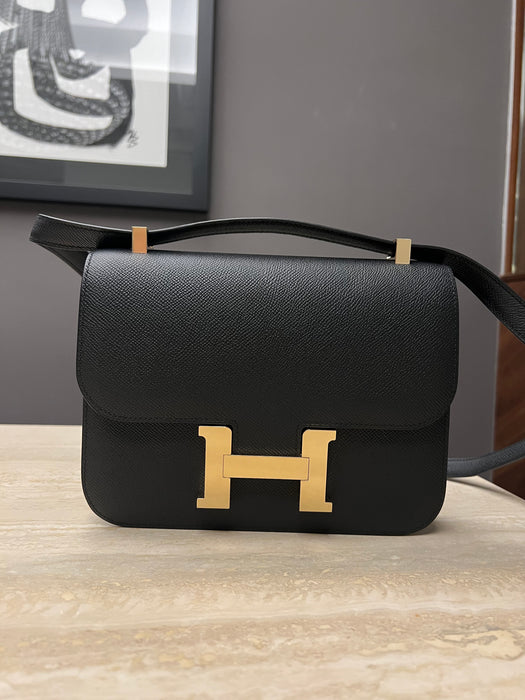 Hermes Constance 1-24 in Black Epsom Permabrass (Brand New)