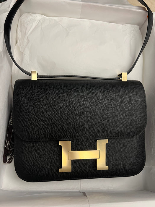 Hermes Constance 1-24 in Black Epsom Permabrass (Brand New)