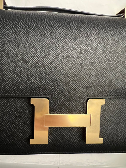 Hermes Constance 1-24 in Black Epsom Permabrass (Brand New)