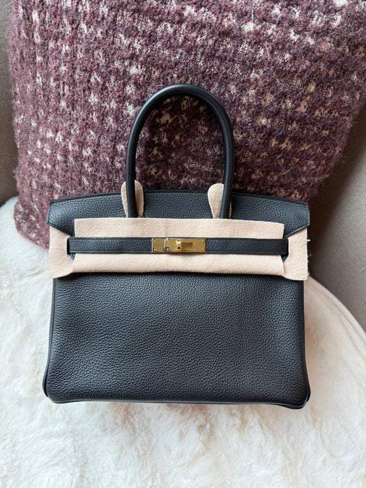 Hermes Birkin 25 in Noir Togo Rghw (Brand New)