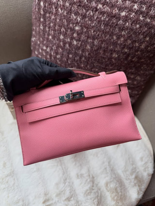 Hermes Kelly Pochette in Rose Confetti Epsom Phw
