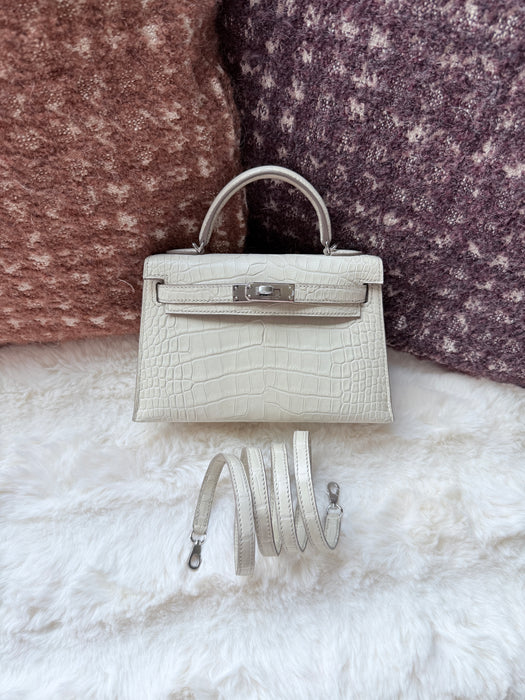 Hermes Kelly 20 in Beton Matte Alligator Phw (Brand New)