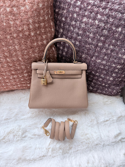 Hermes Kelly Retourne 25 in Chai Togo Ghw (Brand New)