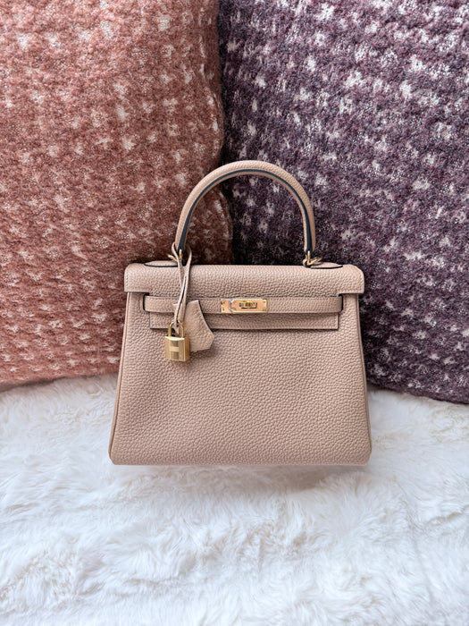 Hermes Kelly Retourne 25 in Chai Togo Ghw (Brand New)
