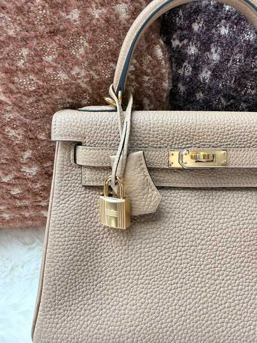 Hermes Kelly Retourne 25 in Chai Togo Ghw (Brand New)