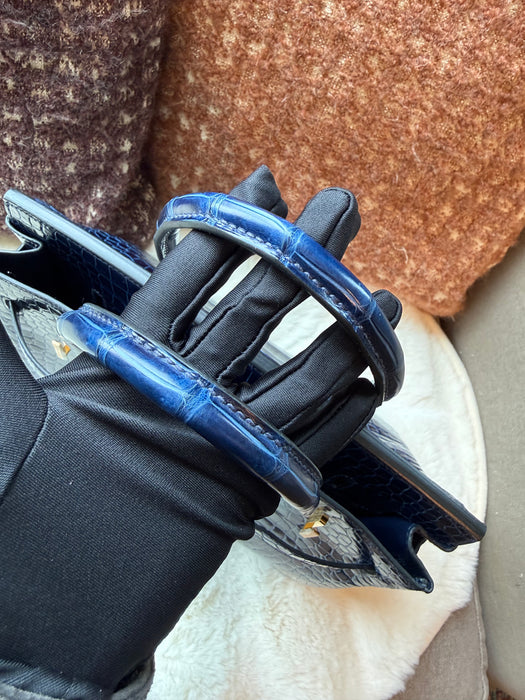 Hermes Birkin 30 in Blue Sapphire Shiny Porosus Ghw