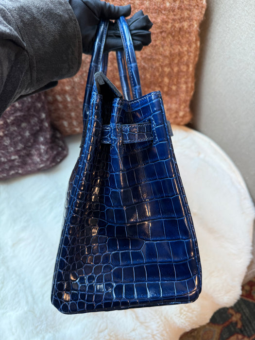 Hermes Birkin 30 in Blue Sapphire Shiny Porosus Ghw