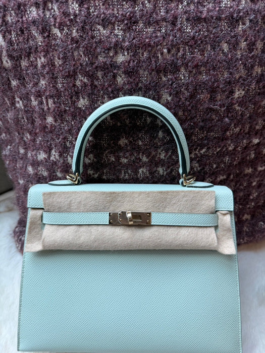 Hermes Kelly 25 II Sellier in Vert Peppermint Epsom Permabrass (Brand New)