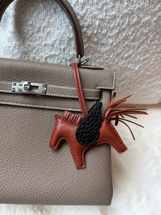 Hermes Rodeo Pegasus Charm PM in Sienne / Noir Alligator Touch (Brand New)