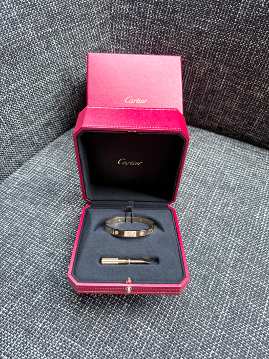 Cartier Love Bracelet, 4 Diamonds in Gold Size 16 (Brand New)