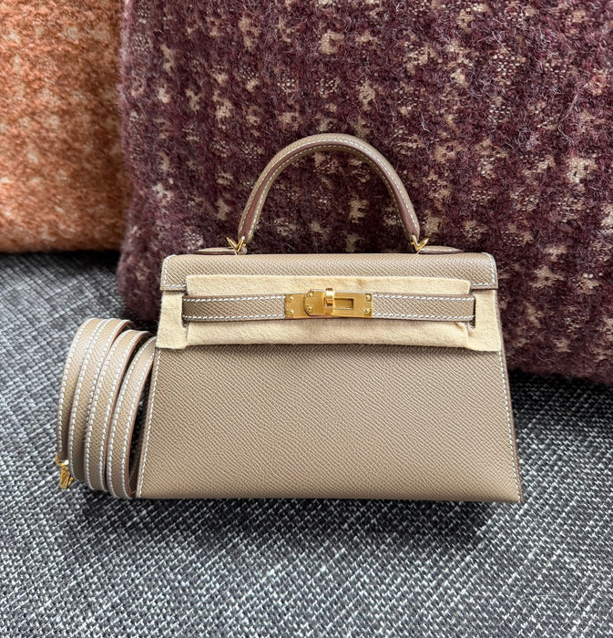 Hermes Kelly 20 in Etoupe Epsom Ghw (Brand New)
