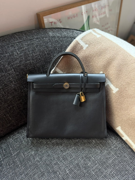 Hermes Herbag 31 Toile in Black Ghw