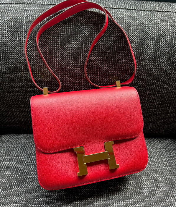 Hermes Constance 24 in Rouge Piment Evercolor Ghw (Brand New)
