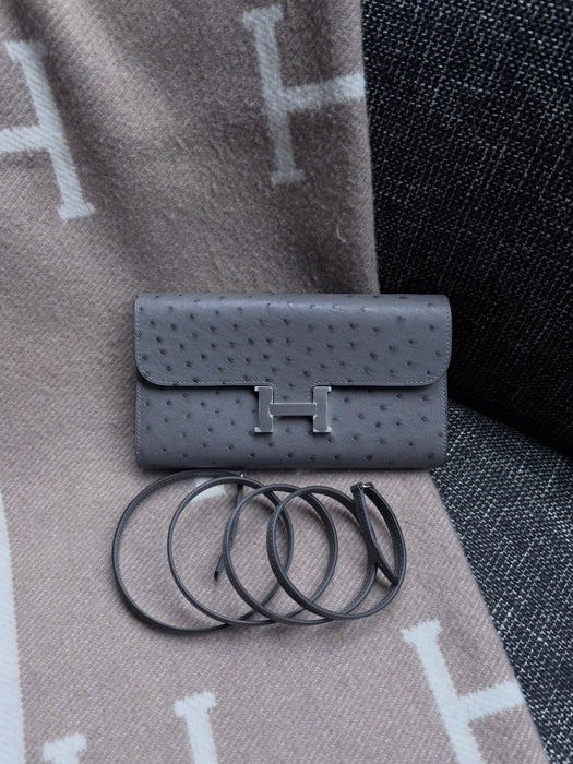 Hermes Constance To Go in Ostrich Gris Meyer Phw (Brand New)