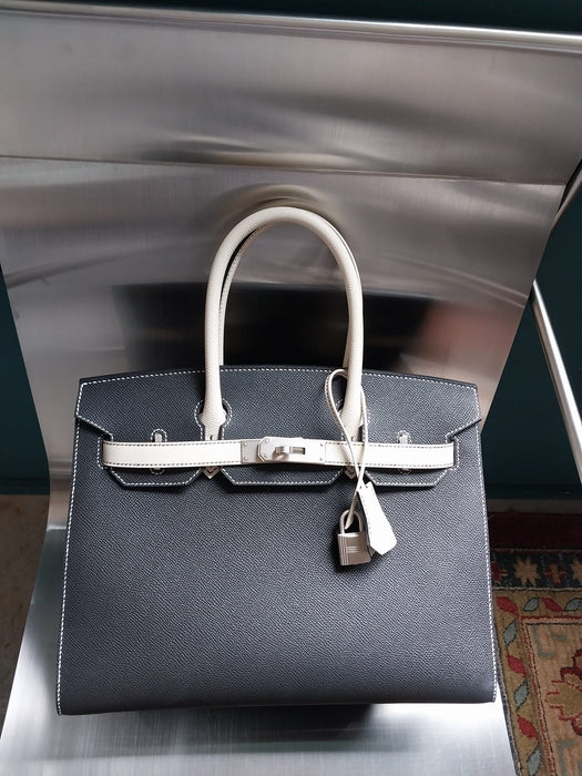 Hermes Birkin 30 Sellier in Black x Craie Epsom Brushed Phw (Brand new)