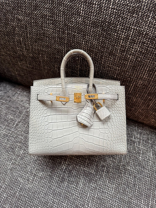 Hermes Birkin 20 in Gris Ciment Matte Alligator Ghw (Brand New)