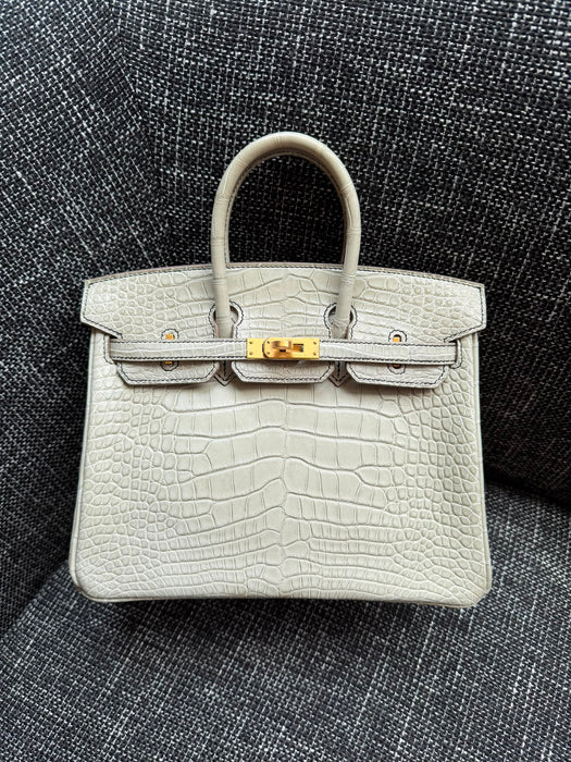Hermes Birkin 25 HSS in Gris Perle Matte Alligator Bghw