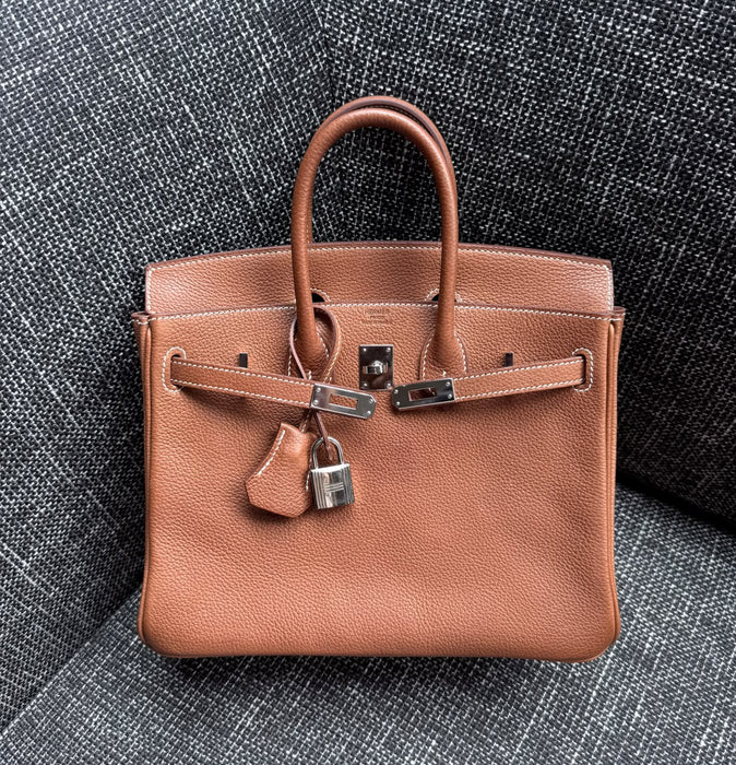 Hermes Birkin 25 in Fauve Barenia Phw