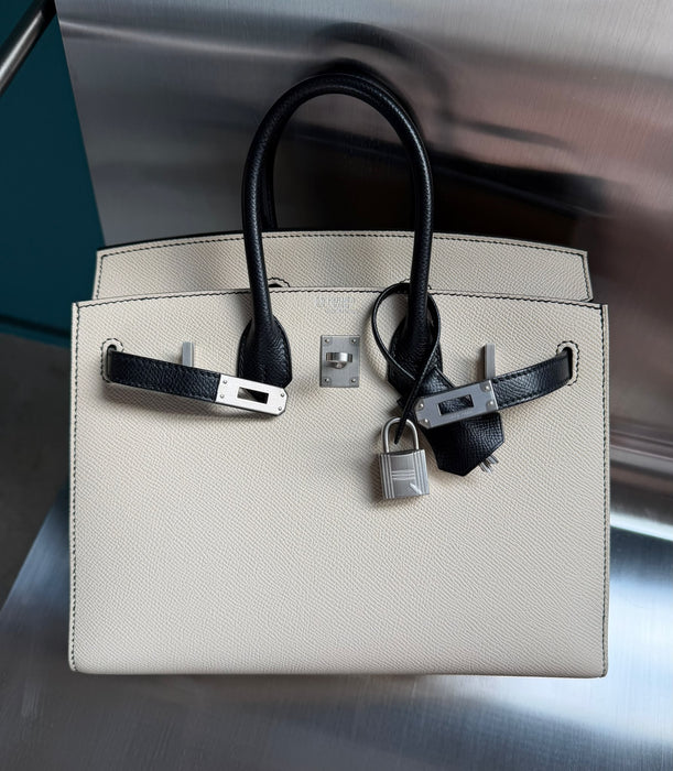 Hermes Birkin 25 Panda HSS in Nata x Black Epsom Brushed Phw (Brand New)