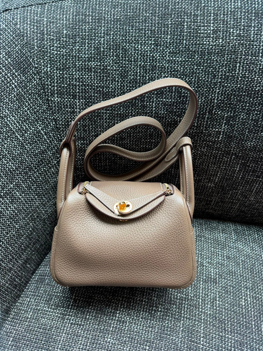 Hermes Mini Lindy in Etoupe Ghw